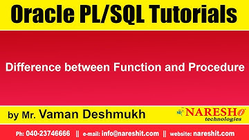 Oracle PL/SQL Tutorials | Difference between Function and Procedure | Mr.Vaman Deshmukh