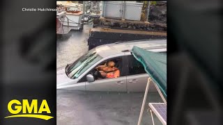 Woman drives off boat ramp after GPS supposedly goes wrong l GMA