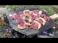 Thunder Stone Kebab | Stone Kobab Recipe | Roasted Pattar Caucasian Recipes  by Wilderness Cooking