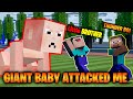 Playing Minecraft with MY LITTLE BROTHER BUT A Giant BABY Attacked Us