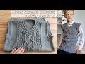 Жилет спицами мальчику с интересным рисунком кос | Knitting vest for a boy