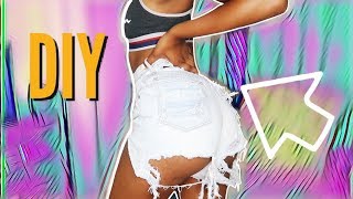 DIY Shorts From Jeans NO SEW How to Distress with Scissors