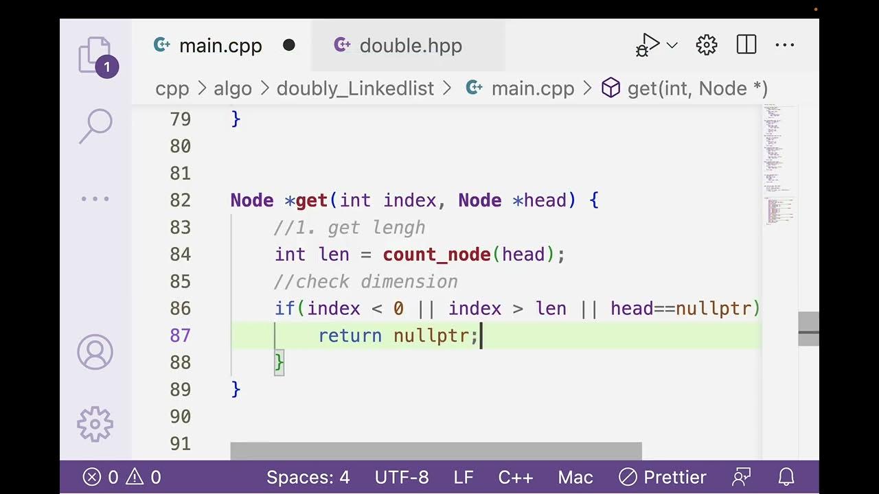 DOUBLE LINKED LIST - HOW TO GET NODE FROM ANY INDEX - C++ - YouTube