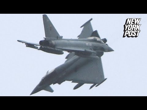 British fighter jets appear to narrowly miss each other during training exercise