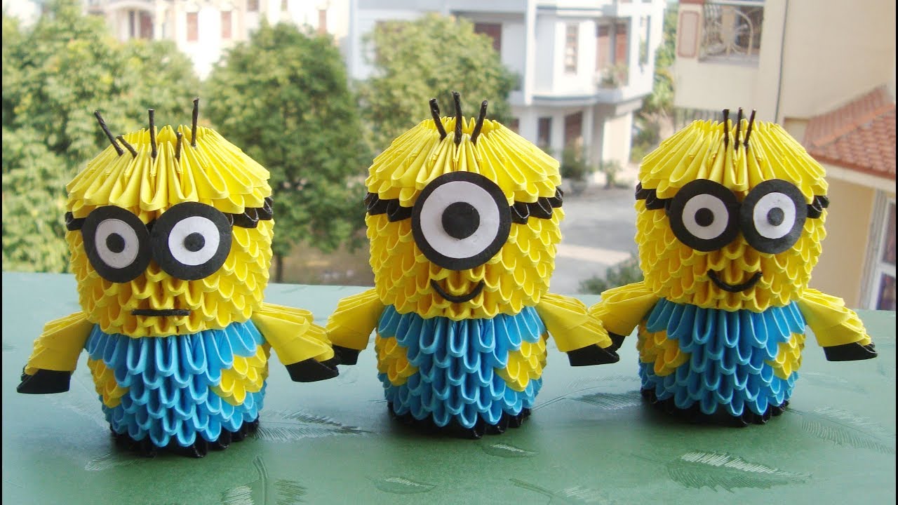 How To Make 3D Origami Small Minion | DIY Paper Minion Home Decoration ...