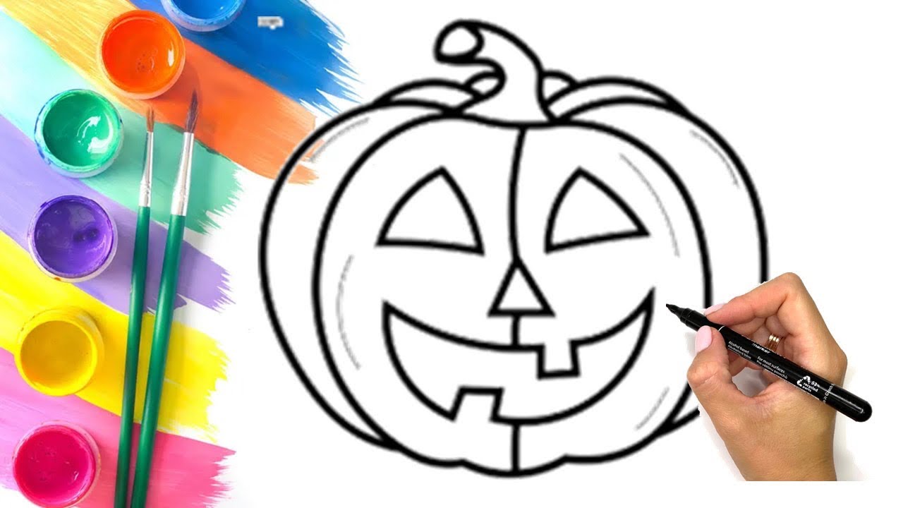Drawing and Coloring jack-o’-lantern 🎃/ Menggambar dan Mewarnai Labu ...
