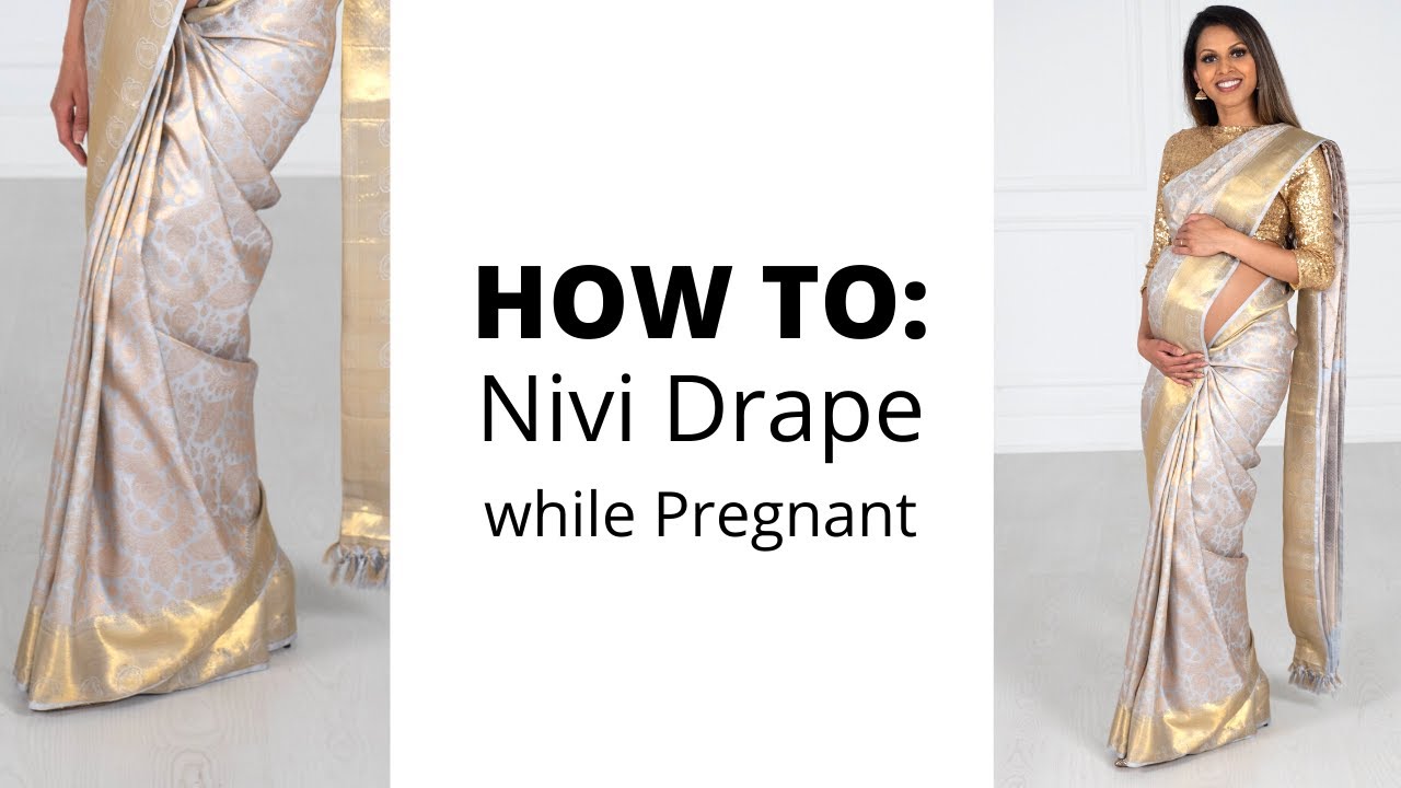 How to Nivi Drape while Pregnant  How to Wear Saree for Beginners