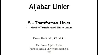 [Linear Algebra] 8.4 Linear Transformations - General Linear Transformation Matrices (1)