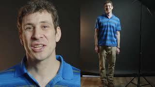 Blue Shirt split screen slate
