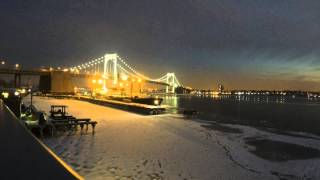 Time-lapse of Throgs Neck Bridge and T S Empire State at Sunset
