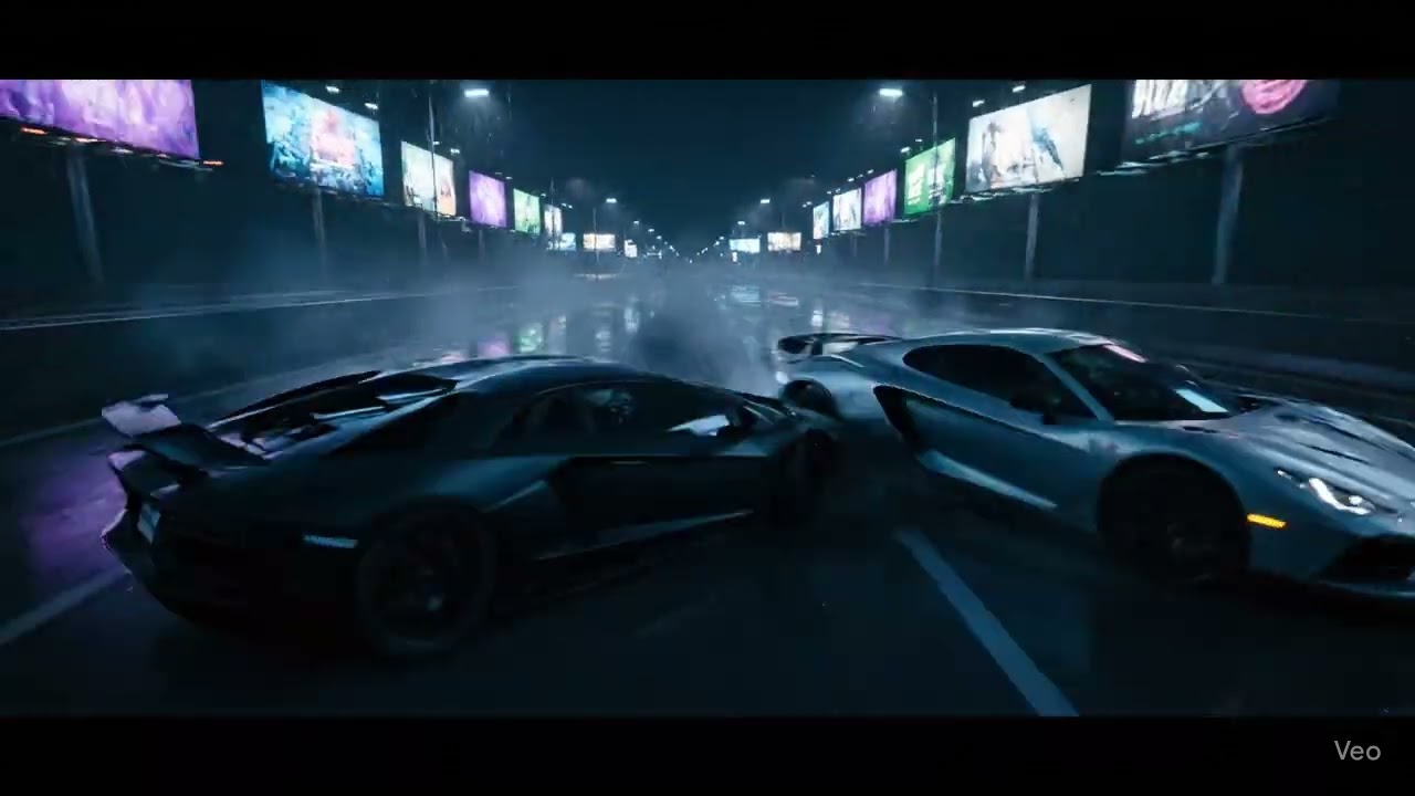 Lamborghini Huracán 💥 Futuristic Neon Tunnel Chase & CGI Crash Scene