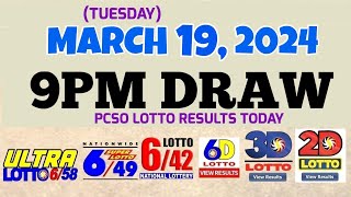 Lotto Result Today 9pm draw March 19, 2024 6\/58 6\/49 6\/42 6D Swertres Ez2 PCSO#lotto