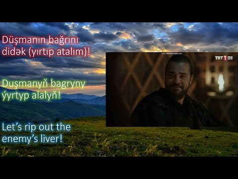 Leş bir yana, baş bir yana (Köroğlu) - Turkic song w/ English translation, Türkçe, Türkmence sözleri