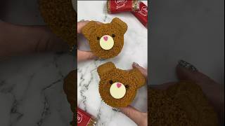 Biscoff teddy bears 🧸❤️ #cupcake #cakedecorating #lotusbiscoff #cute #cutefood #ytshorts #baking