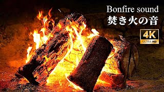 Relaxing bonfire - Burning large logs. 4K UHD real bonfire - Relaxing fire sounds.