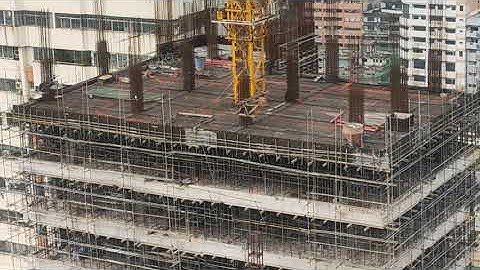 High Rise Building Activities: Rebar & Formworks of Slab, Beam, Column Finish, Ready for Pouring