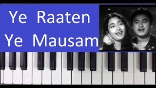 Miniatura de vídeo de "ye raate ye mausam nadi ka kinara - Harmonium Piano notes tutorial."