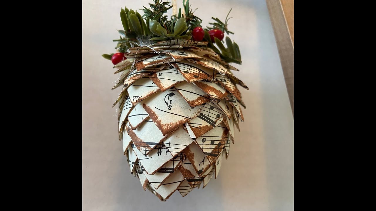 DIY Vintage Music Paper Pine Cone Ornaments | Handmade Christmas Decor