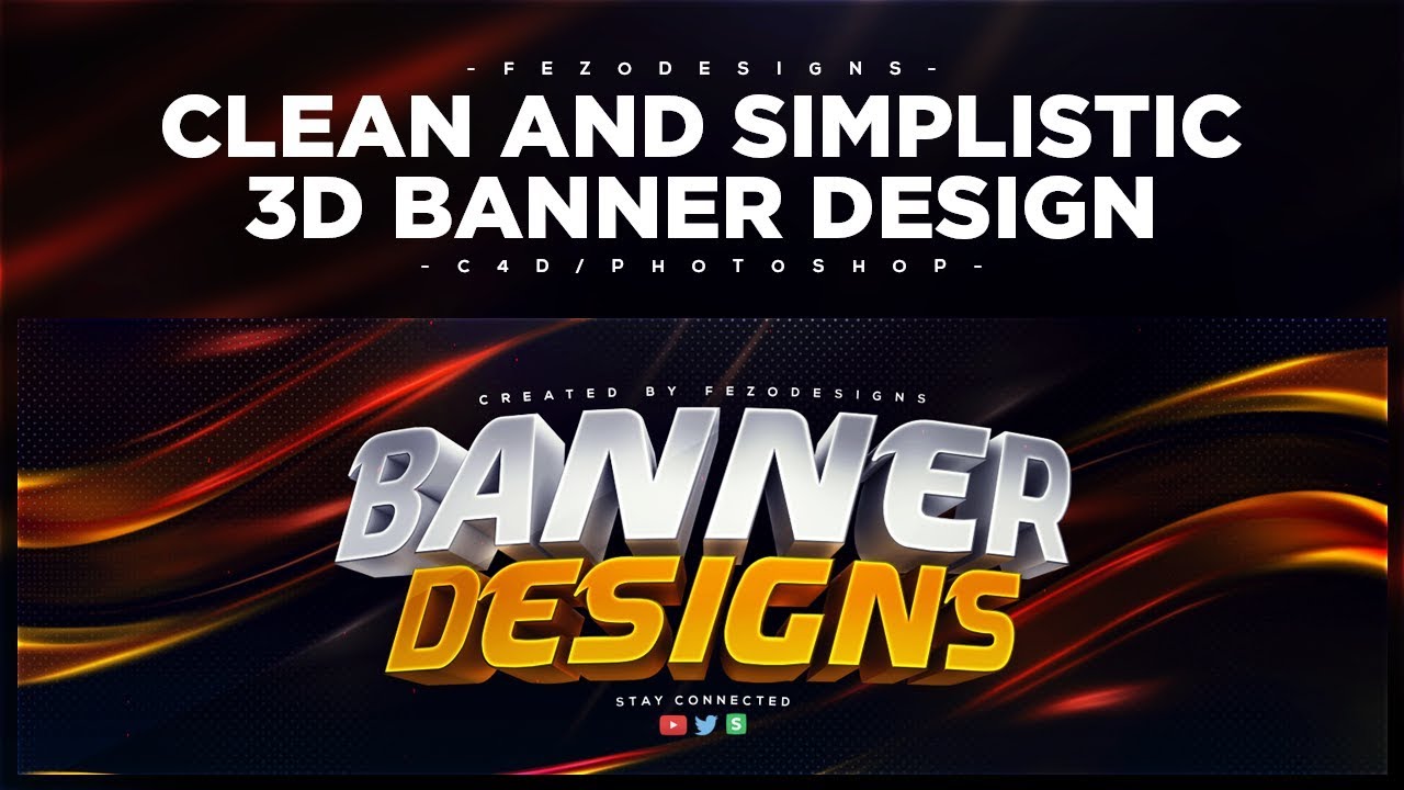 C4d Photoshop Tutorial Clean And Simplistic 3d Banner Design Youtube