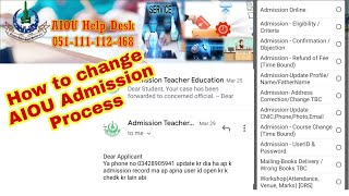 AIOU Admission Regarding Mistakes For Correction Spring 2022