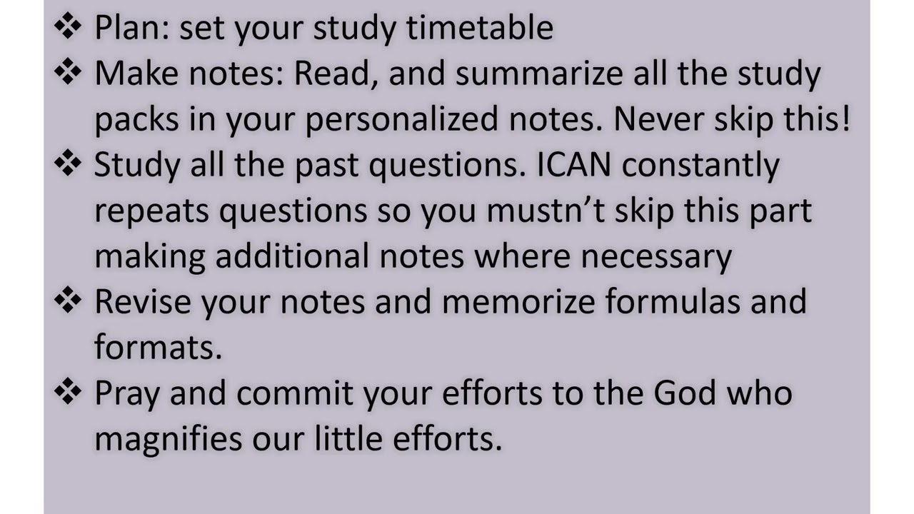 PASS ICAN EXAMS IN ONE SITTING; the surest and easiest way to do it without attending  tutorials!