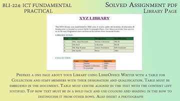 #IGNOU DOWNLOAD BLI-224 PRACTICAL SOLVED ASSIGNMENT  LIBREOFFICE WRITER | Create PAGE ABOUT LIBRARY