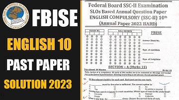 English 10 Past Annual Paper Solution 2023  |Federal Board