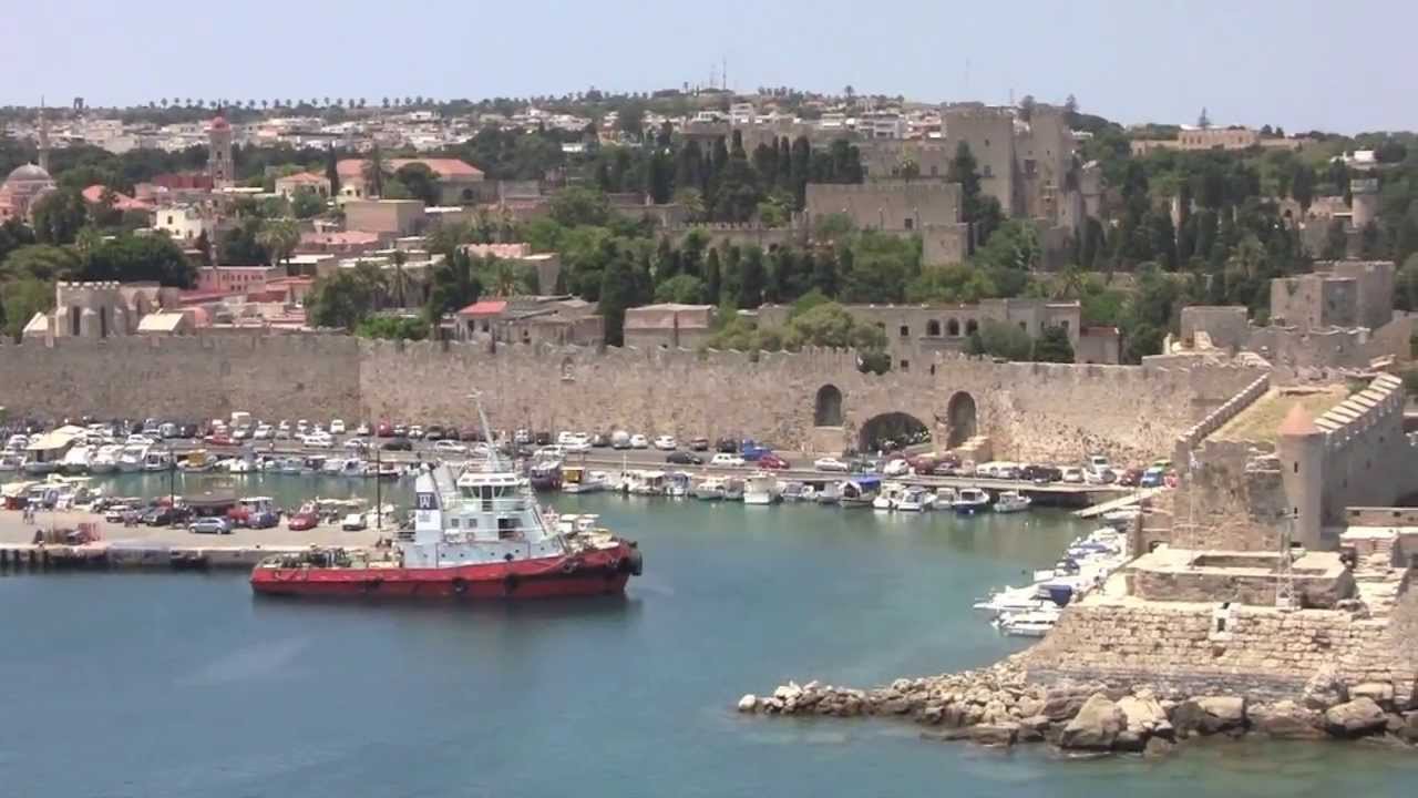 The Port Of Rhodes Rhodes Town Rhodes Greece July 2013 Youtube