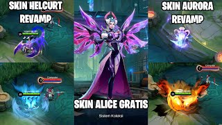 SKIN EPIC ALICE GRATIS, SKIN REVAMP HELCURT, SKIN AURORA REVAMP, PILIHAN SKIN COLLECTOR ALPHA&HARITH