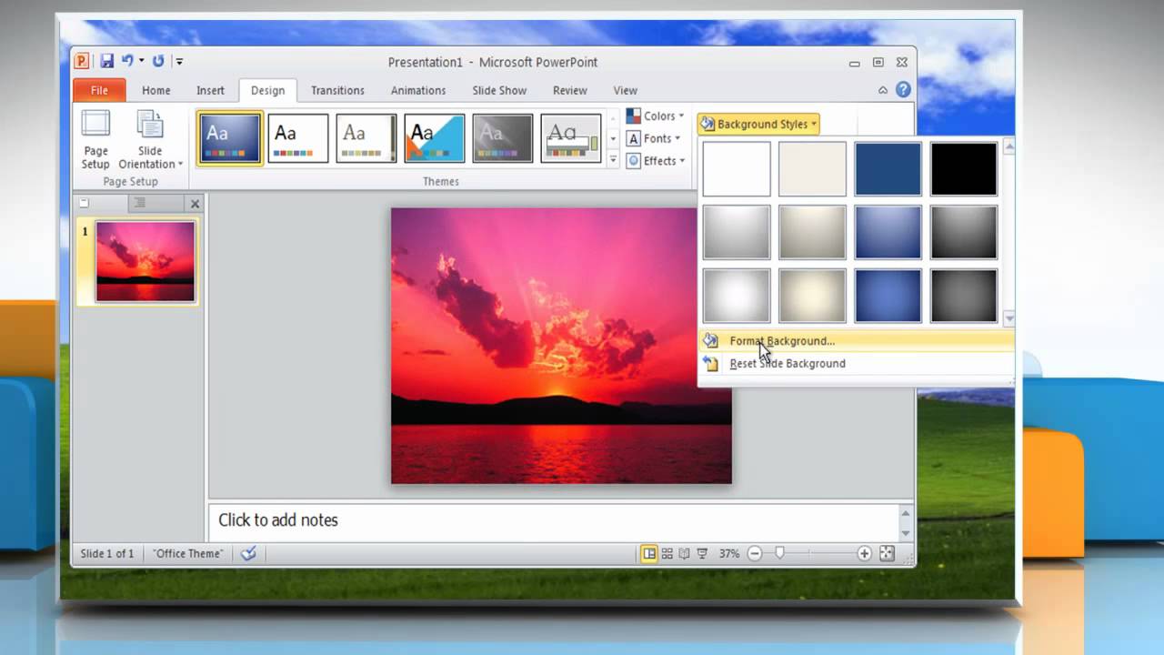 Microsoft® PowerPoint 2010: How to make backgrounds on Windows® XP? -  YouTube