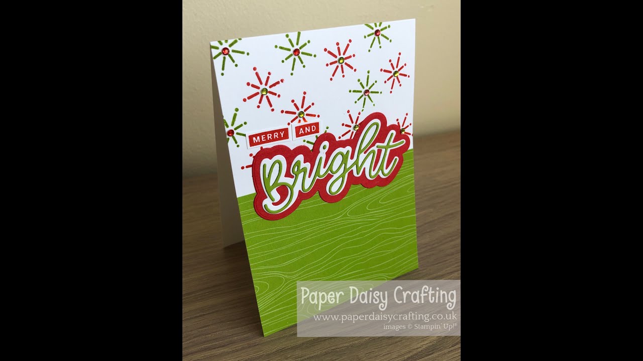 Merry and Bright Christmas card with Peace and Joy