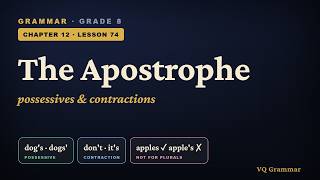 Grammar Grade 8 | Ch. 12, Lesson 74 — Using the Apostrophe