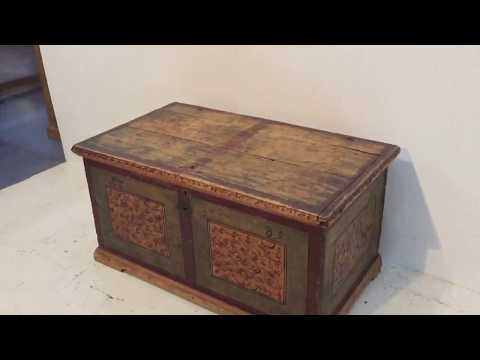 Splendid Old Pine Marriage Chest c.1789 - Pinefinders Old Pine Furniture Warehouse