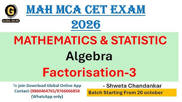 MAH MCA CET Exam 2026| Mathematics& statistic | Algebra|QuestionsFactorisation3 |By ShwetaChandankar