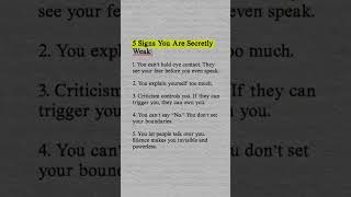 Signs of Secret Weakness You Need to Fix