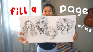 Let's fill a page ✨ DRAW WITH ME | easy sketchbook drawing practice