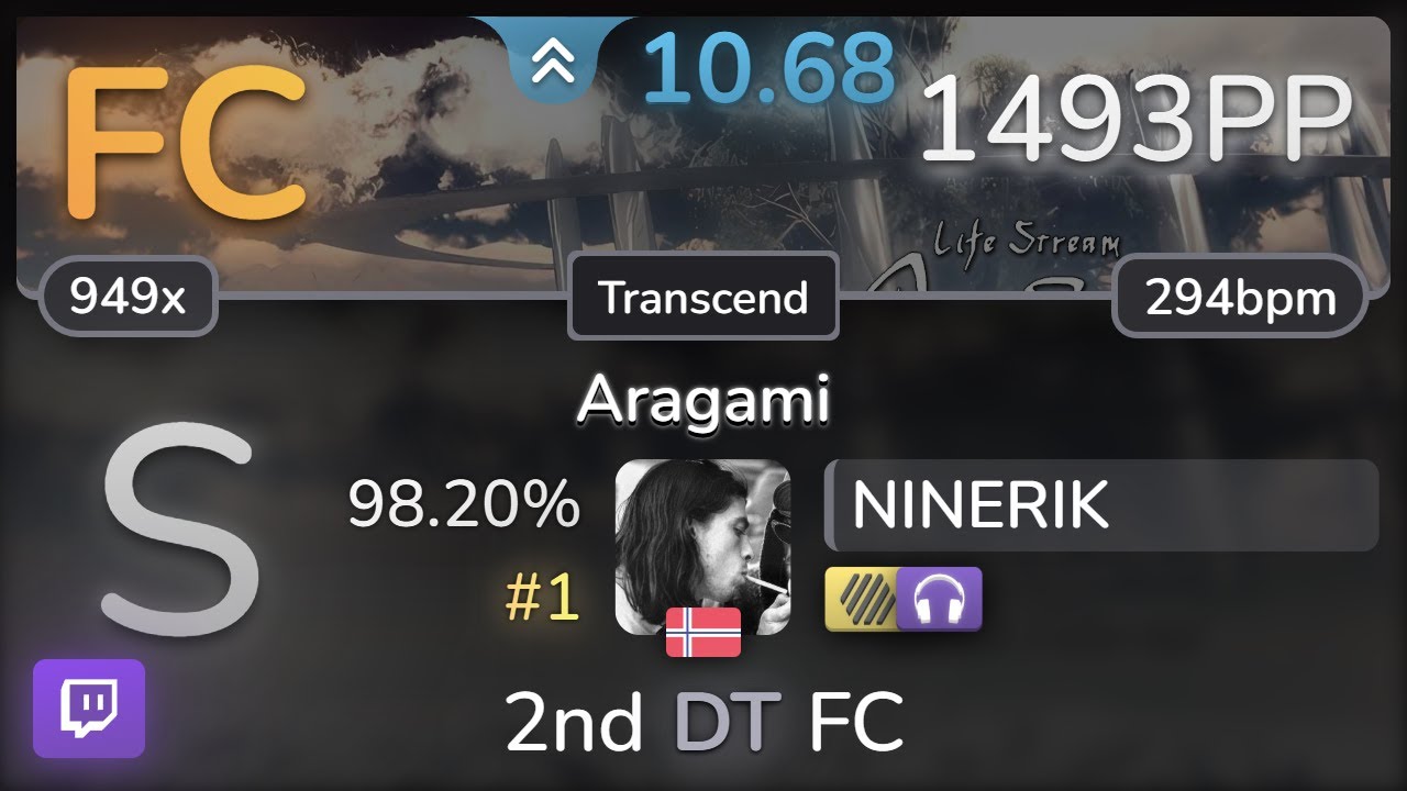 🔴 10.7⭐ NINERIK | xi - Aragami [Transcend] +HDNC 98.20% FC #1 | 1493pp - osu!