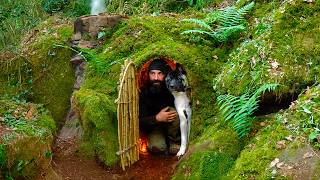Building Buried Cave Shelter | Sleeping under Tons of Rocks with my dog Naya