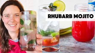 Rhubarb Mojito Cocktail or Mocktail Recipe