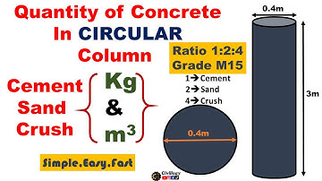 quantity of concrete in circular column|Quantity estimation in circular column|cement sand crush