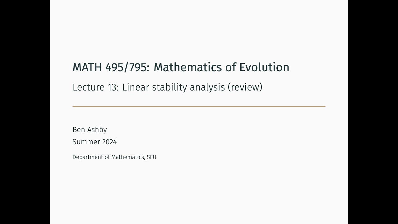MATH 495/795 - Lecture 13 - Linear stability analysis review