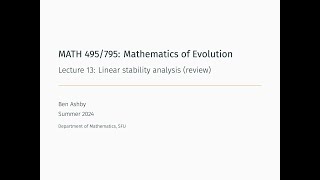 Celebrity MATH 495/795 - Lecture 13 - Linear stability analysis review Net Worth