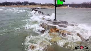 New Buffalo Getting Hit with High Winds & Big Waves On April 1 2021 Storm 4K Drone Footage
