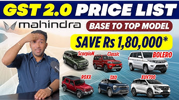 GST 2.0 on Mahindra Cars 🔥 Rs 1,80,000 Savings 🔥 New Bolero - XUV700 - Thar Facelift - Scorpio 🤯