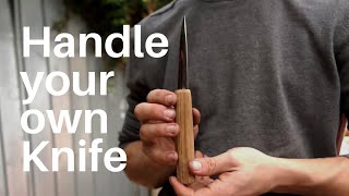 Handle a sloyd knife with hand tools only  |  No glue  |  Split dowel method