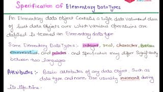 11- Specification Of Elementary Data Type In Programming Languages In HINDI | Elementary Data Types