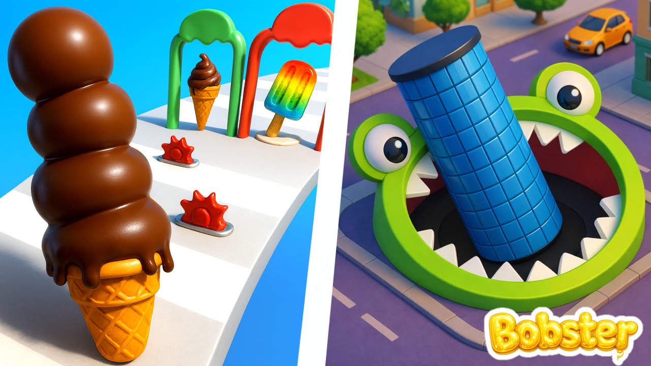 Stacky Ice Cream Runner VS Hole.io - Max Level SpeedRun Gameplay Walkthrough iOS Android 