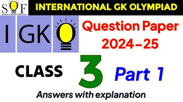 GK Olympiad class 3 | SOF IGKO CLASS 3 | IGKO OLYMPIAD CLASS 3 | IGKO 2023-24 class 3 |#gk #olympiad