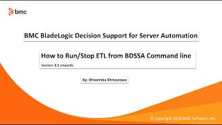 BDSSA: How to run/stop ETL from BDSSA command line